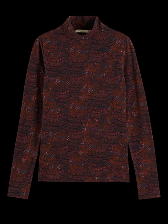 Printed Mock Neck Long Sleeve