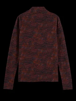 Printed Mock Neck Long Sleeve