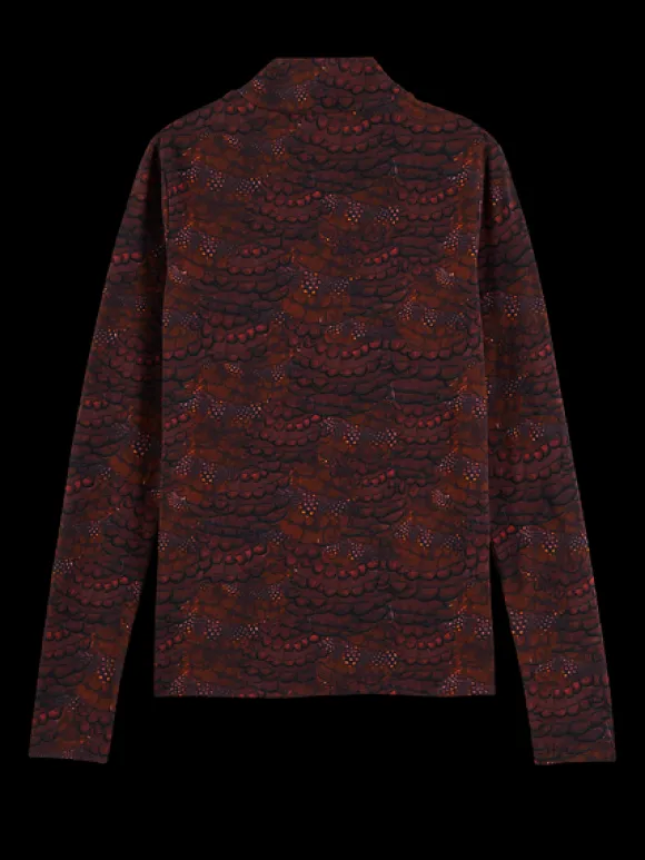 Printed Mock Neck Long Sleeve