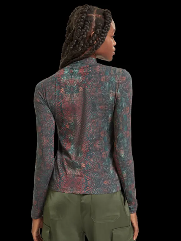 Printed Mock Neck Long Sleeve