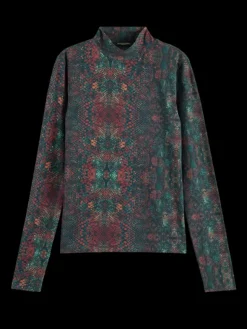 Printed Mock Neck Long Sleeve