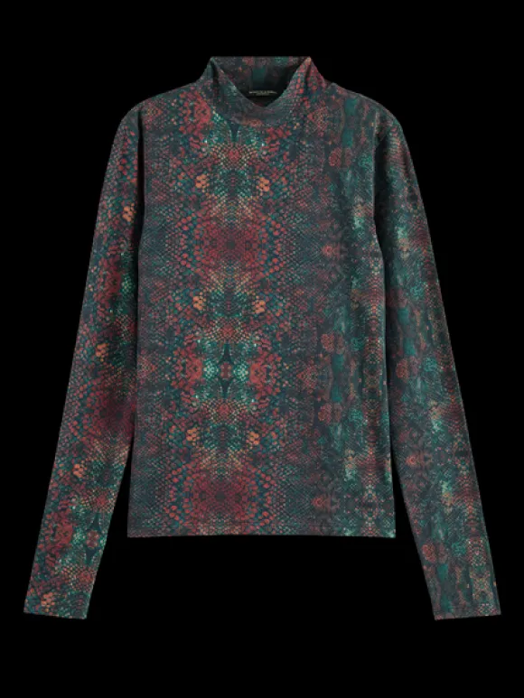 Printed Mock Neck Long Sleeve