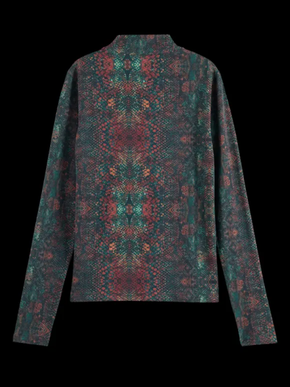 Printed Mock Neck Long Sleeve