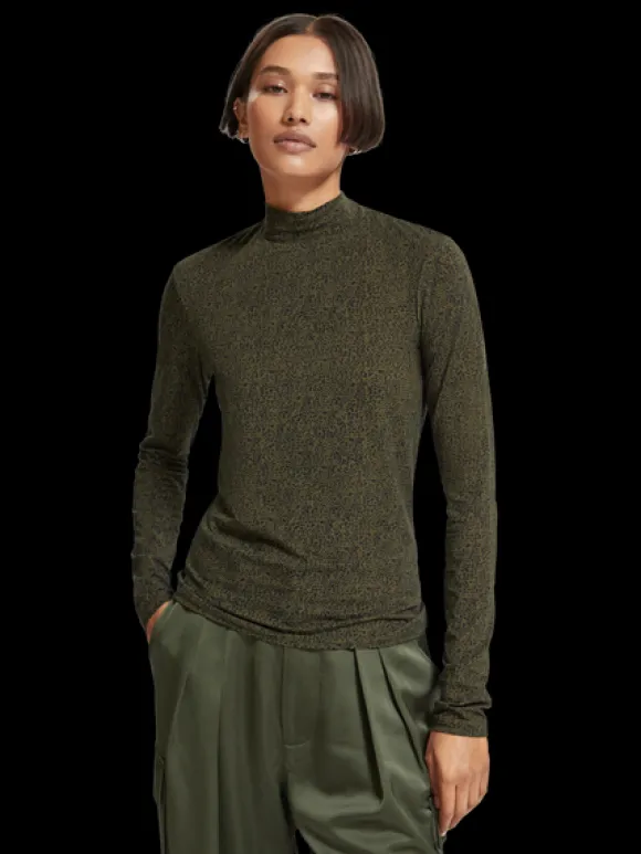 Printed Mock Neck Long Sleeve