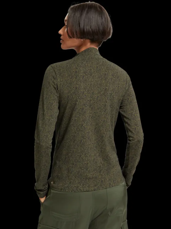 Printed Mock Neck Long Sleeve