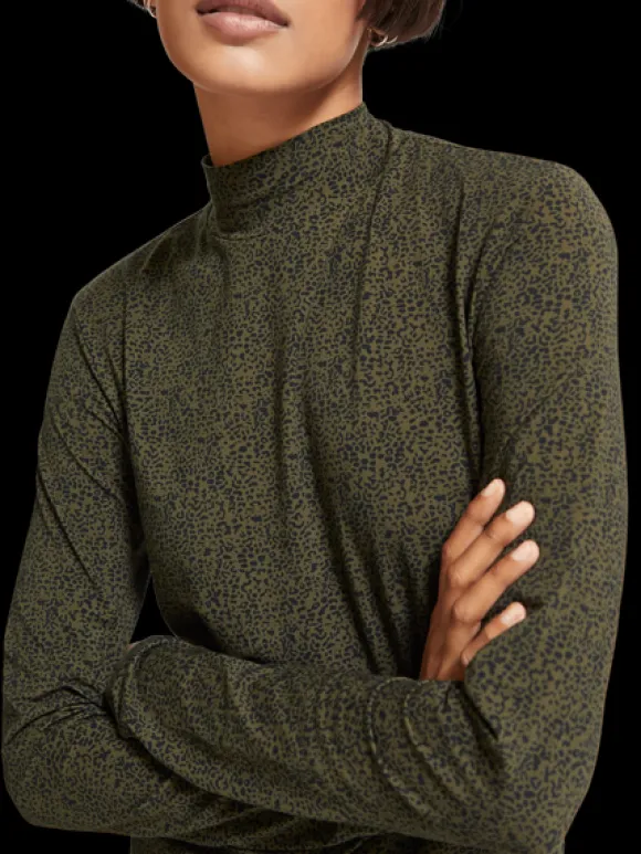 Printed Mock Neck Long Sleeve