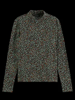 Printed Mock Neck Long Sleeve