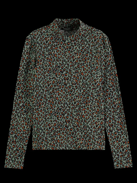 Printed Mock Neck Long Sleeve