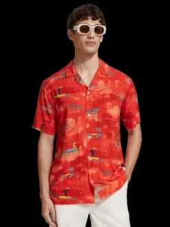 Printed Viscose Short Sleeve Shirt