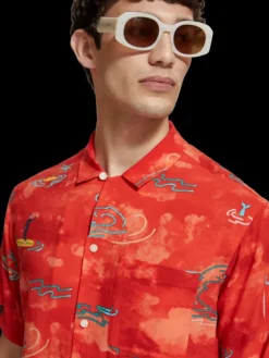 Printed Viscose Short Sleeve Shirt