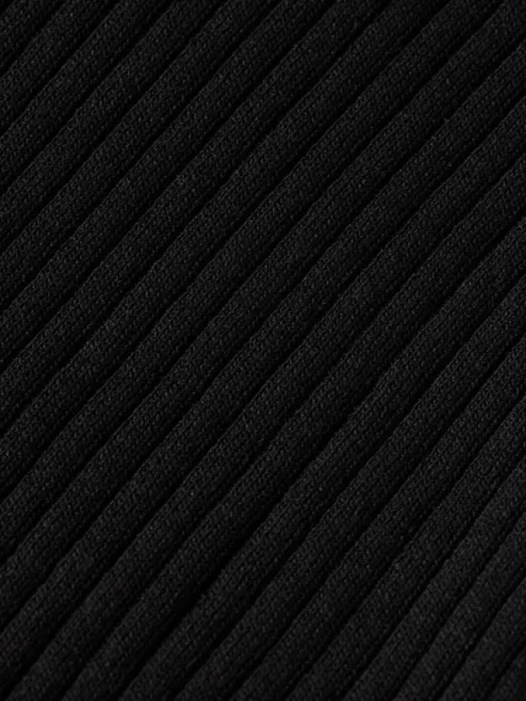 Rib Collared Knitted Tee
