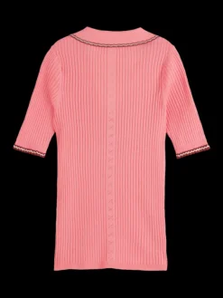 Ribbed Collared Knit Top