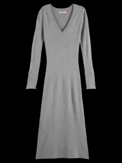 Ribbed V-Neck Knit Dress