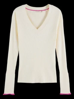 Ribbed V-Neck Pullover