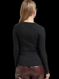 Ribbed V-Neck Pullover