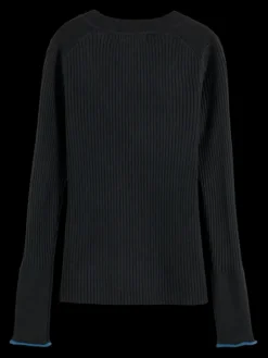 Ribbed V-Neck Pullover