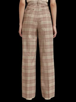 Rose Pleated High-Rise Check Pant