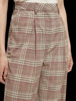 Rose Pleated High-Rise Check Pant