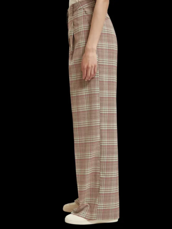 Rose Pleated High-Rise Check Pant
