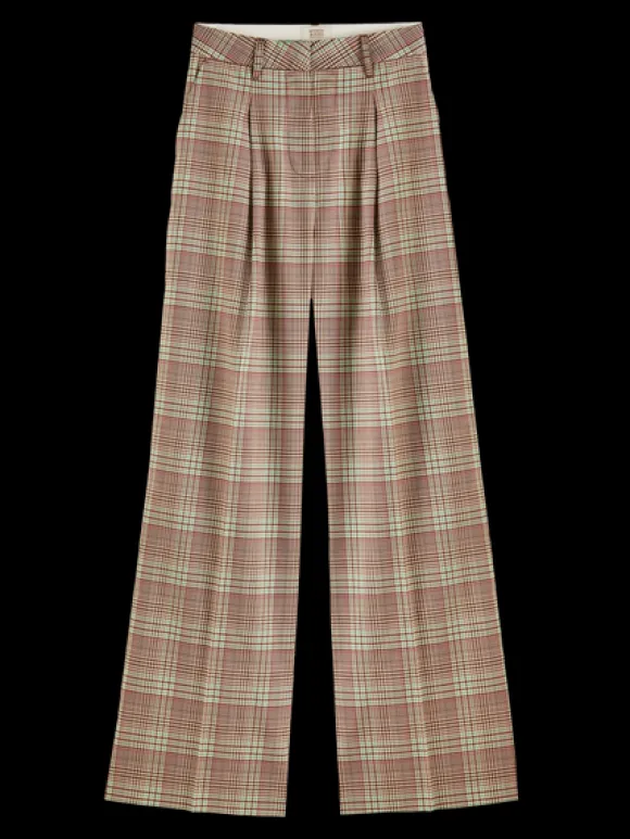 Rose Pleated High-Rise Check Pant