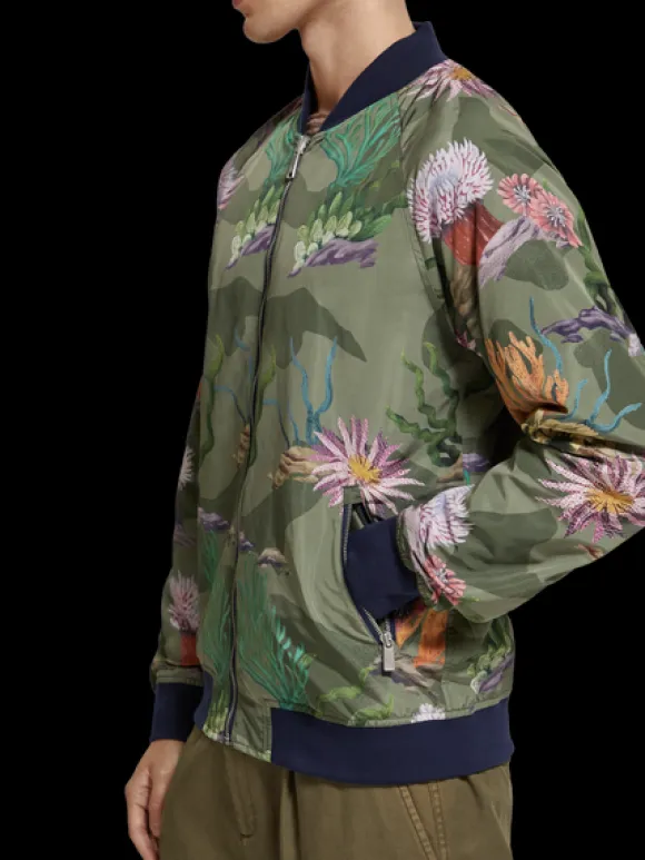 Sea Life Printed Reversible Bomber Jacket