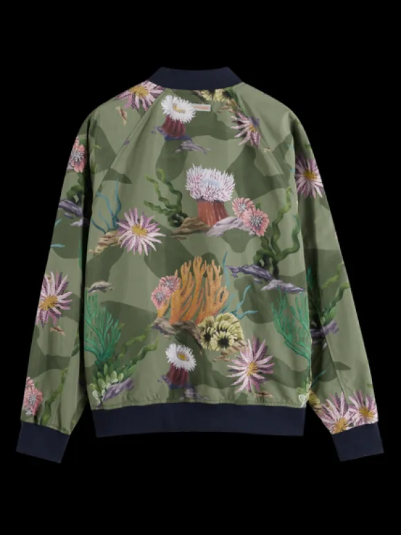 Sea Life Printed Reversible Bomber Jacket