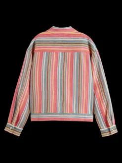 Short Trucker Jacket In Multi Colour Stripe