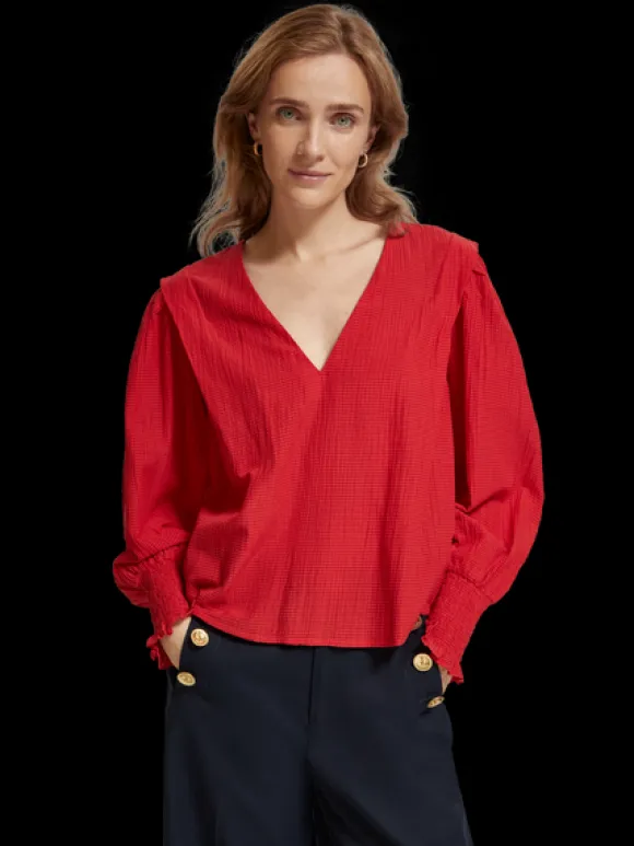 Shoulder Detail V-Neck Top