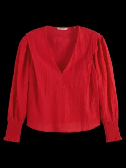 Shoulder Detail V-Neck Top