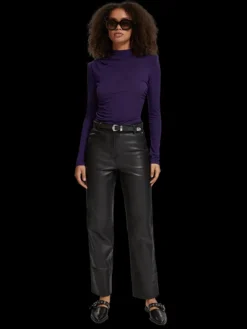 Shoulder Pad Mock Neck Top