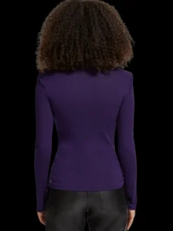 Shoulder Pad Mock Neck Top
