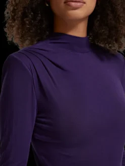 Shoulder Pad Mock Neck Top