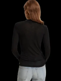 Shoulder Pad Mock Neck Top