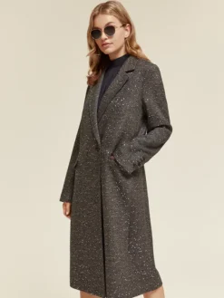 Single Breasted Herringbone Sequin Coat