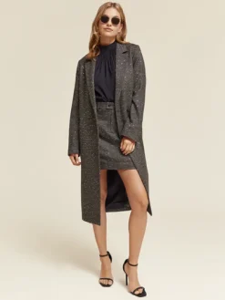 Single Breasted Herringbone Sequin Coat