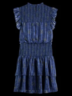 Smocked Printed Mini Dress
