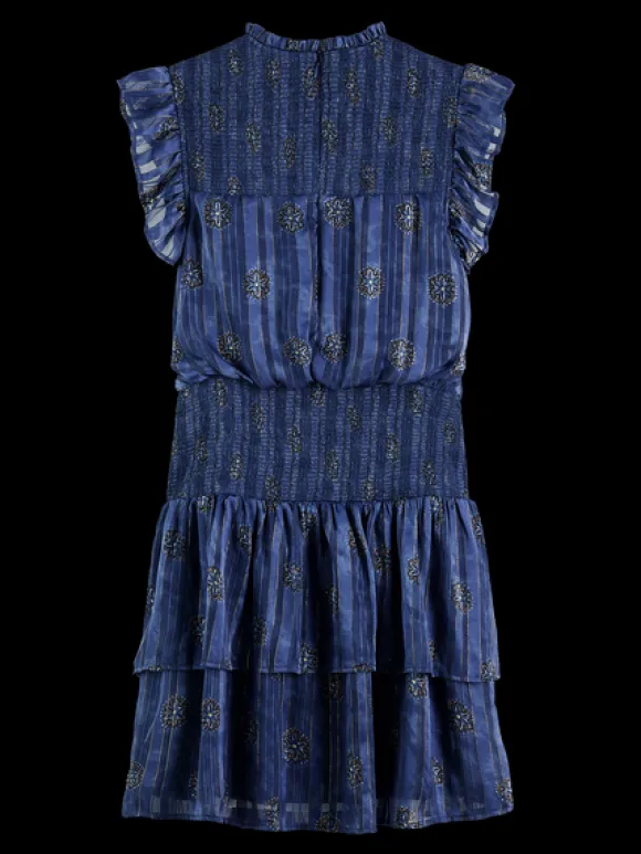 Smocked Printed Mini Dress