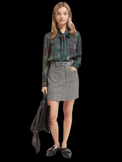 Snake Printed Tie-Neck Top
