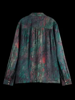 Snake Printed Tie-Neck Top