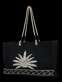Straw Shopper With Embroidery