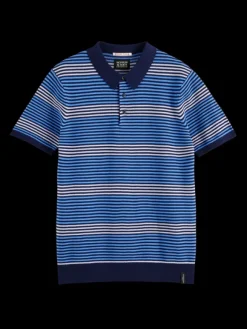 Striped Knit Polo Shirt