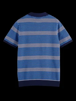 Striped Knit Polo Shirt