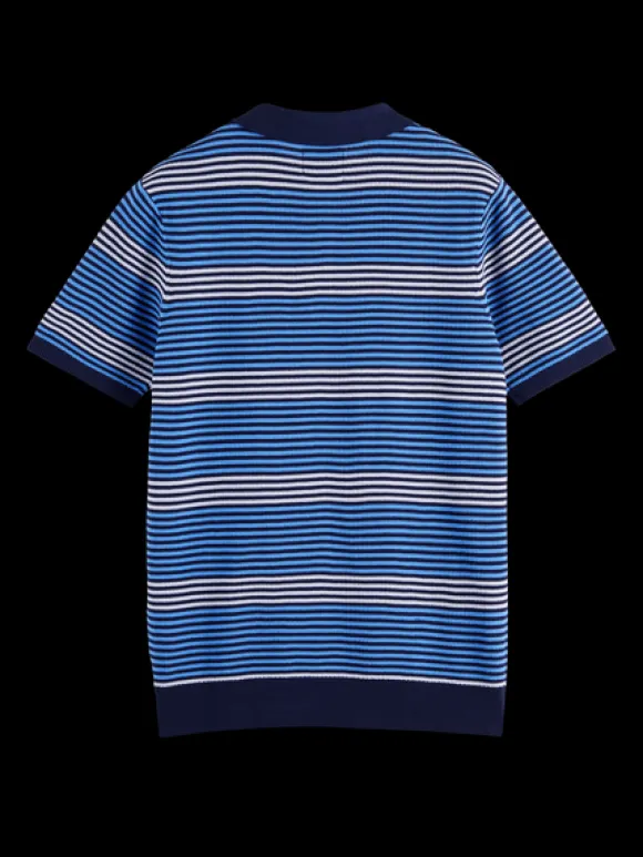 Striped Knit Polo Shirt