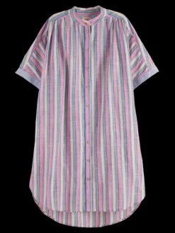 Striped Oversized Beach Shirt Dress