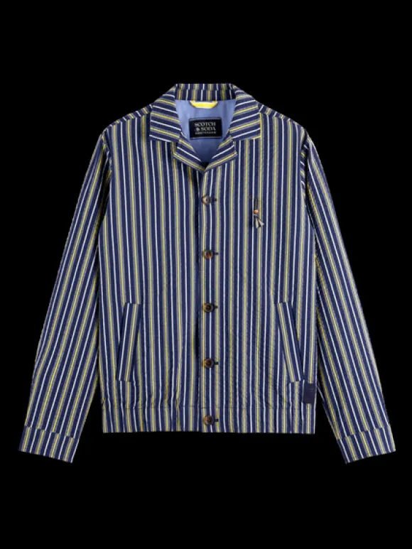 Striped Seersucker Blouson Jacket