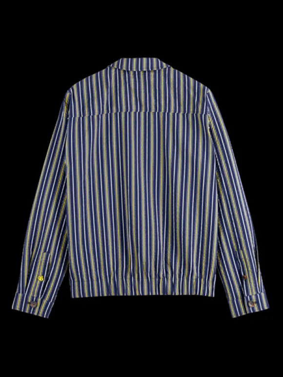 Striped Seersucker Blouson Jacket