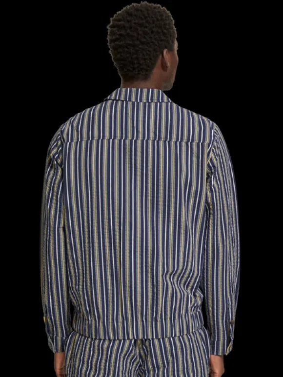 Striped Seersucker Blouson Jacket