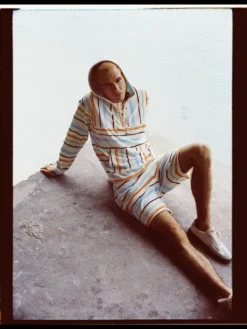 Towelling Striped Hoodie
