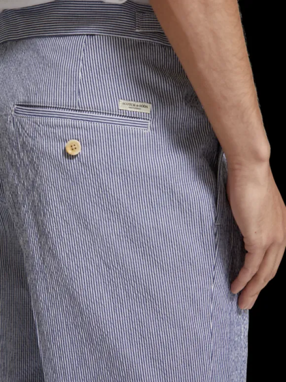 Twilt- Striped Cotton-Blend Pleated Seersucker Short