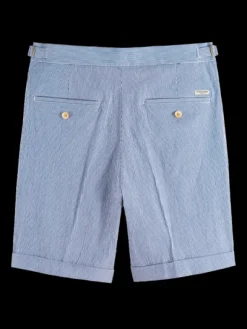 Twilt- Striped Cotton-Blend Pleated Seersucker Short